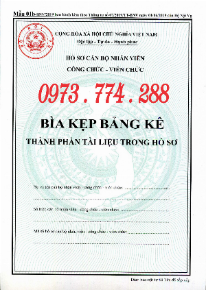 3 bìa kẹp mẫu 01b, 06b, 07b-BNV/2019 ban hành theo thông tư 07