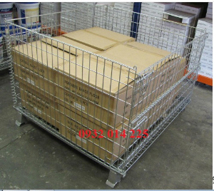 Pallet lưới xếp chồng, Lồng sắt đựng hàng, mesh pallet cages, wire mesh storage boxes
