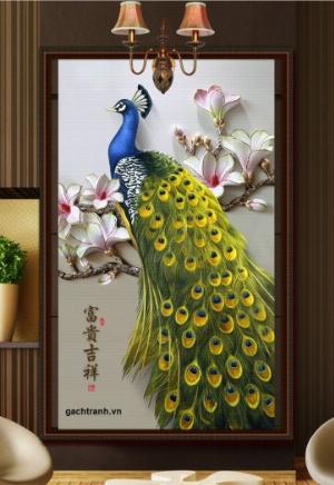 Gạch dán tường 3d mẫu tranh phòng khách sang trọng - KFF4