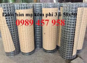 Lưới hàn mạ kẽm phi 3 ô 50x50 khổ 1m, 1,2m, 1,5m - Thép phi 3 hàng đen
