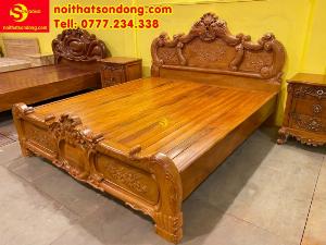 Giường ngủ cổ điển hoa hồng 1,8mx2m