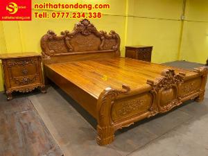 Giường ngủ cổ điển hoa hồng 1,8mx2m