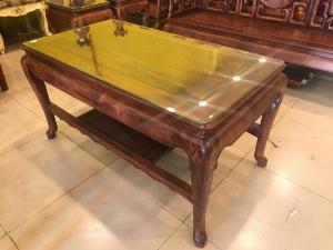 Bộ bàn ghế triện móc tựa chạm tứ quý 10 món – BBG410