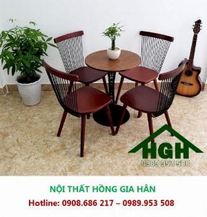 Bộ Bàn Ghế Gỗ Cafe Lưng Tựa Hgh071