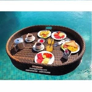 Khay nổi bể bơi, Khay đựng đồ ăn sáng nhựa giả mây