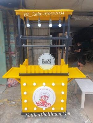 Xe gỗ trà sữa mới có đèn led kết hợp với màu sắc nổi bật, giá rẻ tại xưởng