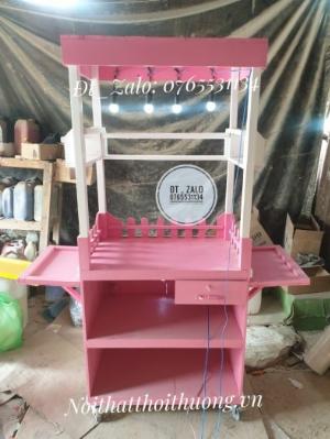 Xe gỗ trà sữa mới có đèn led kết hợp với màu sắc nổi bật, giá rẻ tại xưởng