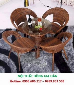 Bàn Ghế Cafe Mây Nhựa Hở Lưng Vai Hgh305 Giá Rẻ Nhất