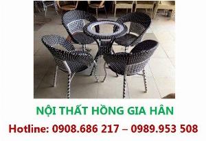 Bộ Bàn Ghế Mây Nhựa Đan Màu Xen Kẽ Hgh753 Giá Rẻ