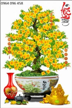 Tranh 3d cây mai - gạch tranh - tranh gạch 3d cây mai - MF44