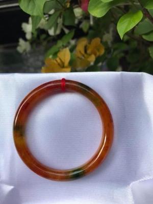 Vòng tay đá cẩm thạch Tứ Quý 51mm bóng đẹp quá Size vòng 51mm x dầy 7mm Màu đỏ cam
