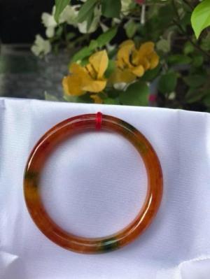 Vòng tay đá cẩm thạch Tứ Quý 51mm bóng đẹp quá Size vòng 51mm x dầy 7mm Màu đỏ cam