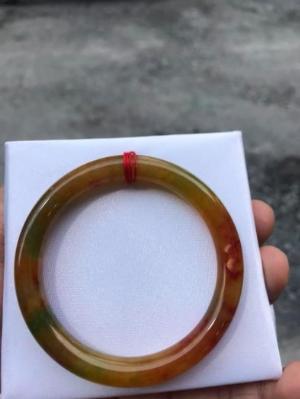 Vòng tay phong thủy đá cẩm thạch tứ quý size 50mm x dầy 8mm x bên ngoài 62mm màu tứ quý