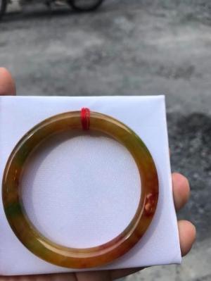 Vòng tay phong thủy đá cẩm thạch tứ quý size 50mm x dầy 8mm x bên ngoài 62mm màu tứ quý