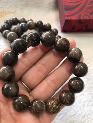 Vòng Gỗ Hóa Thạch Nam Đeo Tay Rất Đẹp Hiếm có hàng size 14mm 14 hạt