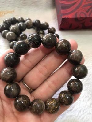 Vòng Gỗ Hóa Thạch Nam Đeo Tay Rất Đẹp Hiếm có hàng size 14mm 14 hạt