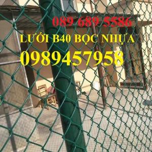 Bán Lưới b40 bọc nhựa làm sân tennis, Lưới làm hàng rào B40 mầu xanh