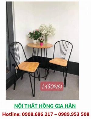 Bàn Ghế Cafe Bằng Gỗ Lưng Tựa HGH