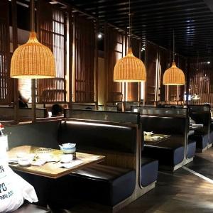 Đèn Mây Tre: Đèn mây trang trí hình chiếc chuông trang trí quán coffee BA3734 tại TP.HCM