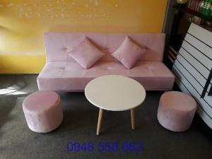 Mua sofa bed giá rẻ tặng kèm bàn + 2 đôn tại Thuận An, mua bàn ghế kiêm giường ngủ 2 trong 1 tại Bình dương