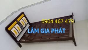 Giường sắt hộp giá rẻ màu nâu 1m2