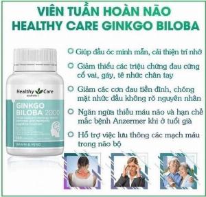 Viên bổ não Ginkgo Biloba 2000 mg Healthy Care của Úc 100 viên