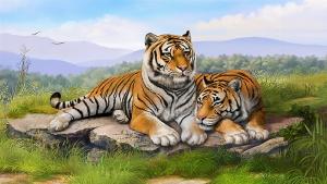 Tranh con hổ - tranh gạch 3d con hổ - XVN7