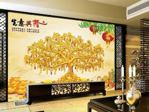 Tranh cây tiền vàng - tranh gạch 3d cây tiền vàng - XN76