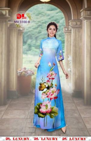 Vải áo dài nhung nhật đính đá MV 3100 của vải áo dài Kim Ngọc