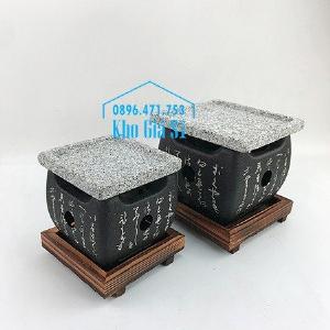 Bếp nướng phong cách Nhật Bản nướng bằng miếng đá -  bếp nướng thịt bằng đá kiểu Nhật hình vuông