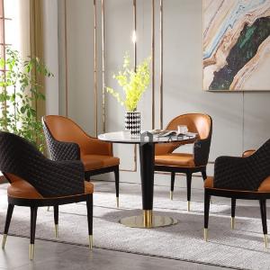 Bàn tiếp khách mặt đá chân 1 trụ Furnnel 80 cm