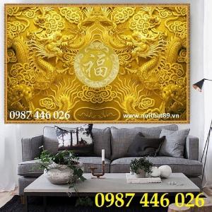 Tranh gạch men rồng phụng vàng HP517