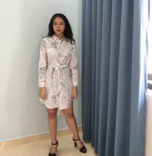 Đầm sơ mi tay dài dây eo rời thời trang công sở D10
