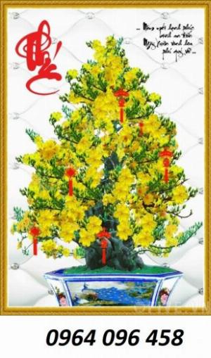 Tranh 3d - tranh gạch 3d cây mai - QKH55