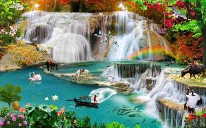 Tranh 3d - gạch tranh 3d phong thủy mệnh mộc - TQ2