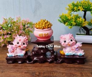 Bộ tượng Kỳ Lân màu hồng may mắn phong thủy