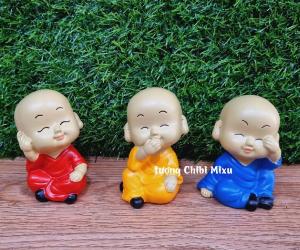 Bộ 03 chú tiểu Tam Không áo màu 8cm