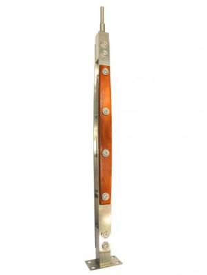 Trụ cầu thang inox ốp gỗ