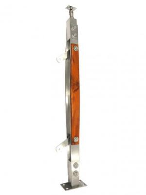 Trụ cầu thang inox ốp gỗ