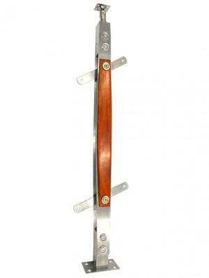 Trụ cầu thang inox ốp gỗ
