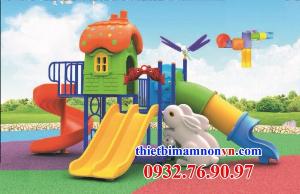Cầu trượt liên hoàn nhập khẩu máng xoắn 2 xích đu