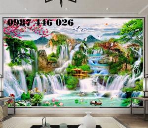 Gạch tranh phong cảnh đẹp 3d phòng khách HP413