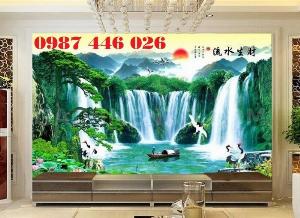 Gạch tranh phong cảnh đẹp 3d phòng khách HP413