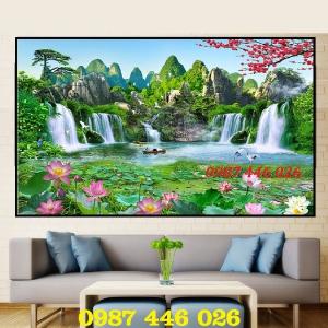 Gạch tranh phong cảnh đẹp 3d phòng khách HP413