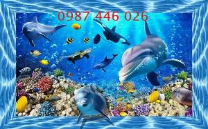 Tranh cá heo 3D - gạch tranh HP245