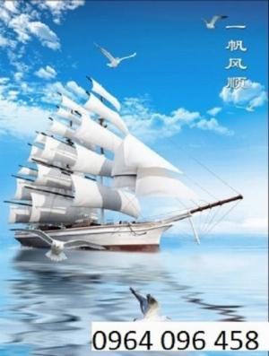 Tranh gạch 3d - gạch tranh 3d ốp tường phong thủy thuyền biển - DMN54
