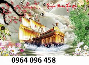 Tranh gạch 3d - gạch tranh 3d ốp tường phong thủy thuyền biển - DMN54