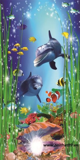 Tranh cá heo đại dương - tranh gạch 3d đàn cá đại dương - NM09