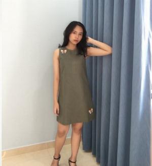 Đầm suông thêu họa tiết hình bướm đáng yêu thời trang tự thiết kế D8.2