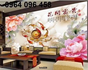 Tranh gạch men 3d phong thủy cá chép - 7VC
